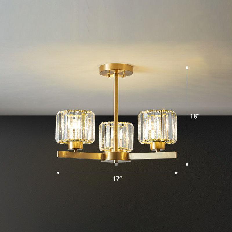 Beveled Crystal Prism Sputnik Suspension Light Modern Golden Chandelier - Rebooters
