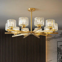 Beveled Crystal Prism Sputnik Suspension Light Modern Golden Chandelier - Rebooters