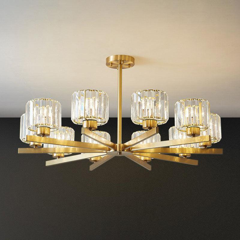 Beveled Crystal Prism Sputnik Suspension Light Modern Golden Chandelier - Rebooters