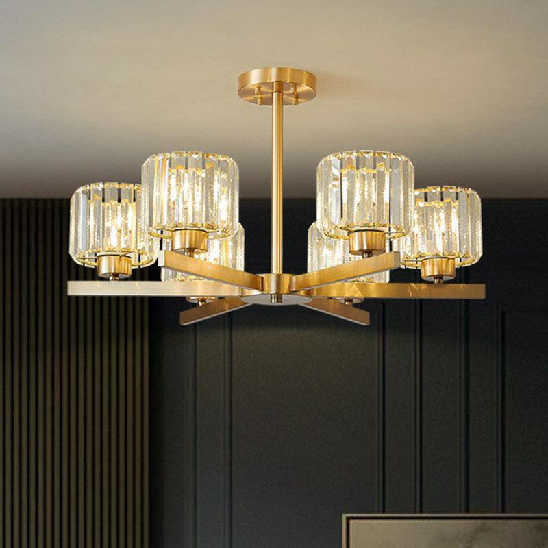 Beveled Crystal Prism Sputnik Suspension Light Modern Golden Chandelier - Rebooters