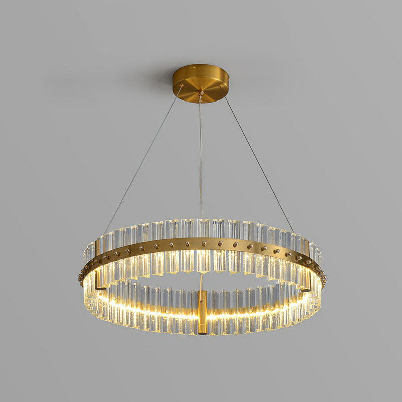 Tri-Prism Crystal Ring Chandelier Minimalist LED Pendant Light Gold - Rebooters