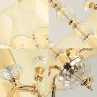 5-Light Fabric Shaded Round Chandelier Traditional White Ceiling Light - Rebooters