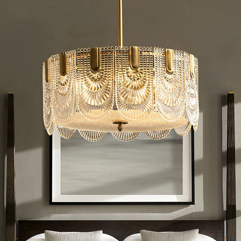 Ribbed Crystal Scalloped Round Chandelier Pendant Light - Rebooters