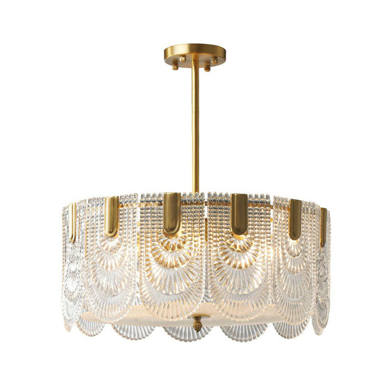 Ribbed Crystal Scalloped Round Chandelier Pendant Light - Rebooters