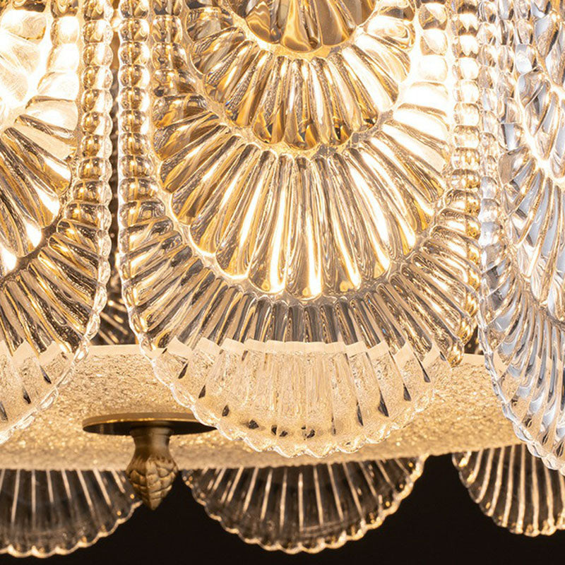 Ribbed Crystal Scalloped Round Chandelier Pendant Light - Rebooters