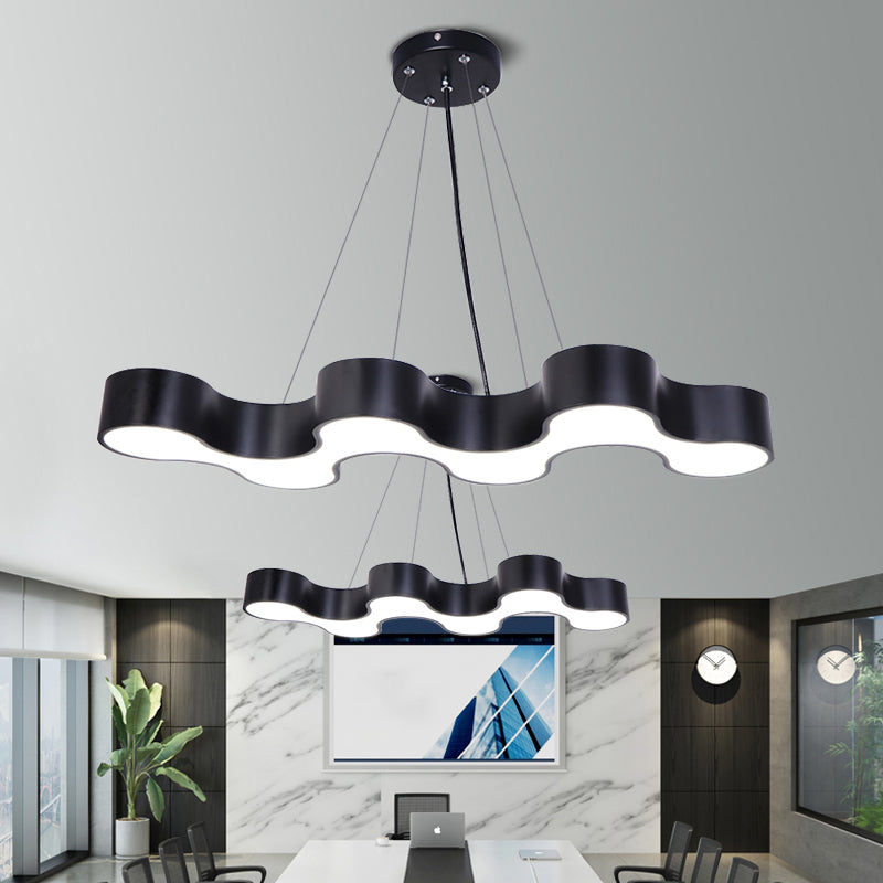 Wave Shaped LED Suspension Light Modern Acrylic Chandelier - Rebooters