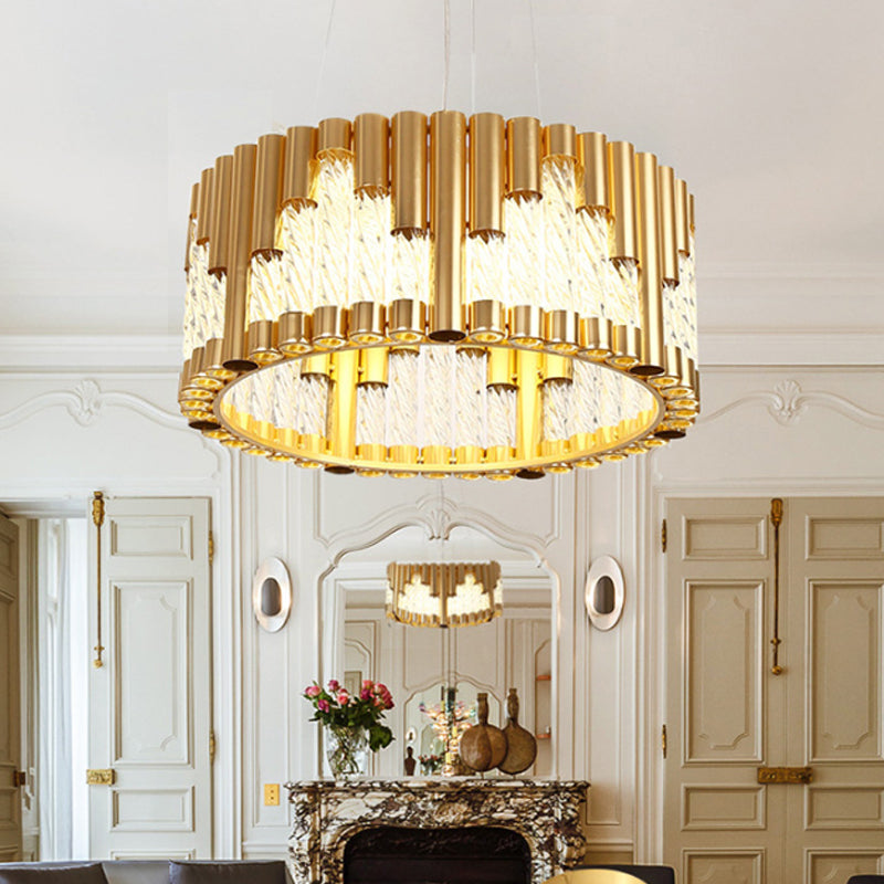 Tubular Metallic Pendant Lighting Traditional LED Gold Chandelier - Rebooters