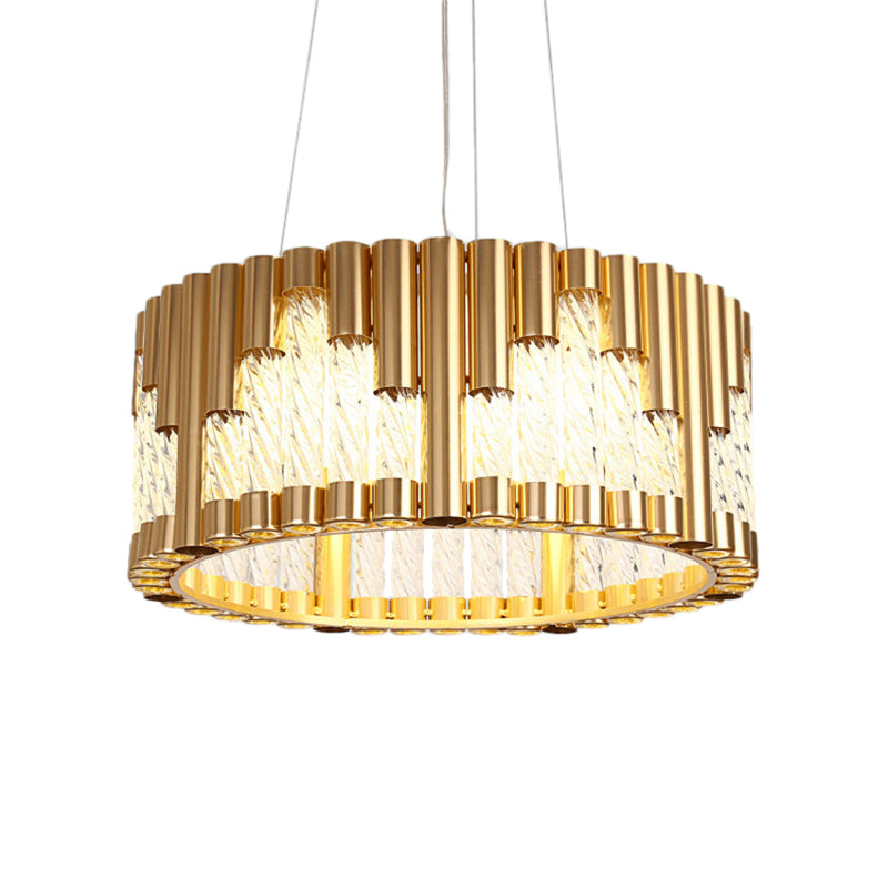 Tubular Metallic Pendant Lighting Traditional LED Gold Chandelier - Rebooters