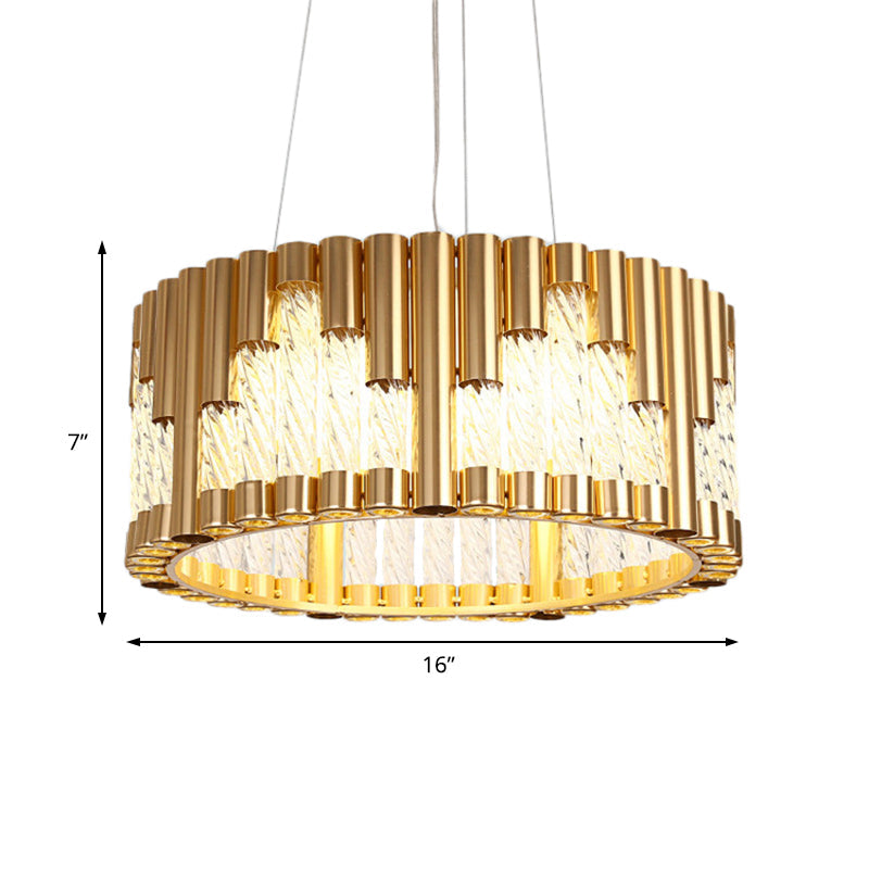 Tubular Metallic Pendant Lighting Traditional LED Gold Chandelier - Rebooters