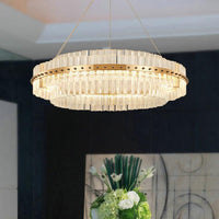 19.5 Dia 2-Tiered Chandelier Contemporary Crystal LED Gold Ceiling Light - Rebooters