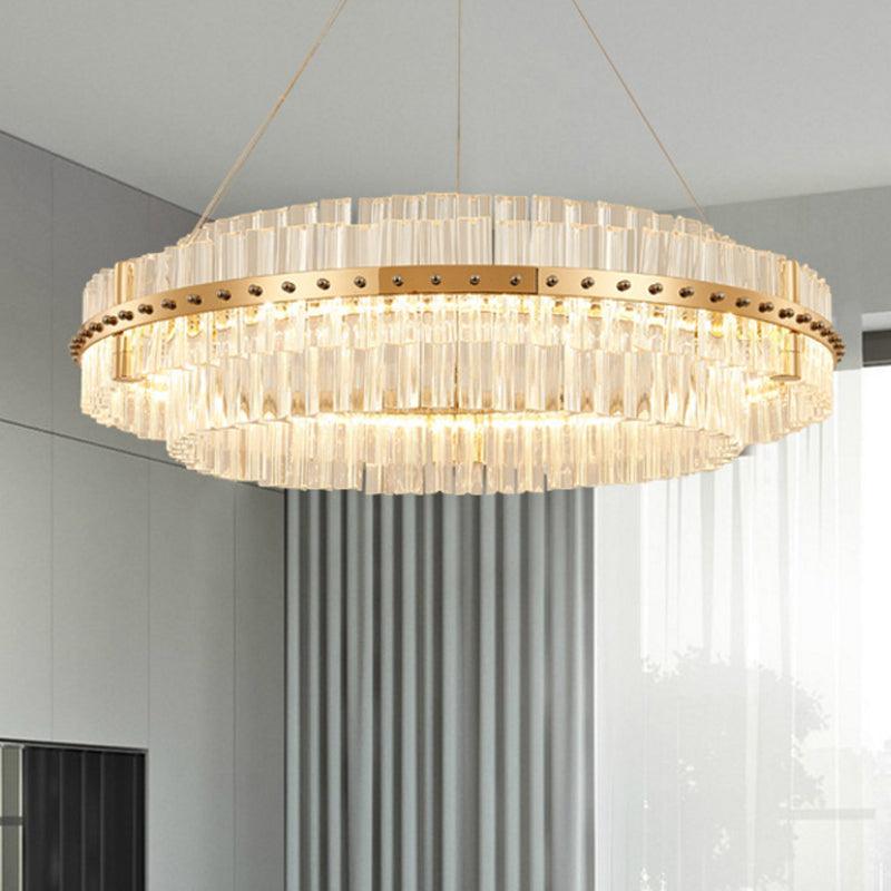 19.5 Dia 2-Tiered Chandelier Contemporary Crystal LED Gold Ceiling Light - Rebooters