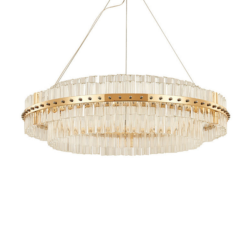 19.5 Dia 2-Tiered Chandelier Contemporary Crystal LED Gold Ceiling Light - Rebooters