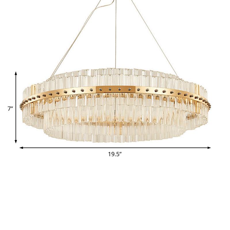 19.5 Dia 2-Tiered Chandelier Contemporary Crystal LED Gold Ceiling Light - Rebooters