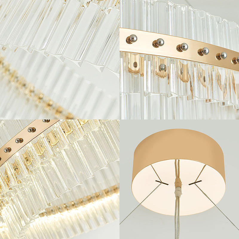 19.5 Dia 2-Tiered Chandelier Contemporary Crystal LED Gold Ceiling Light - Rebooters