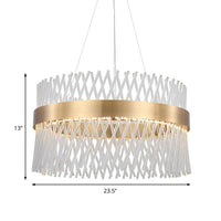 23.5" Wide Crystal Mesh Chandelier Lighting Simple LED Dining Room Pendant Light in Brass - Rebooters