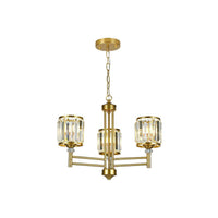3/6/8 Lights Radial Hanging Chandelier Contemporary Crystal Suspension Light in Brass for Bedroom - Rebooters