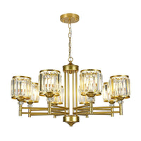 3/6/8 Lights Radial Hanging Chandelier Contemporary Crystal Suspension Light in Brass for Bedroom - Rebooters