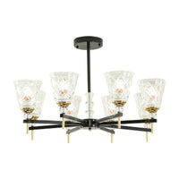 3/6/8 Lights Cone Chandelier Lighting Contemporary Crystal Hanging Ceiling Light in Black - Rebooters