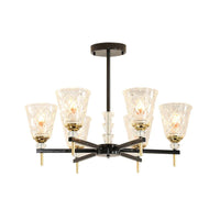 3/6/8 Lights Cone Chandelier Lighting Contemporary Crystal Hanging Ceiling Light in Black - Rebooters