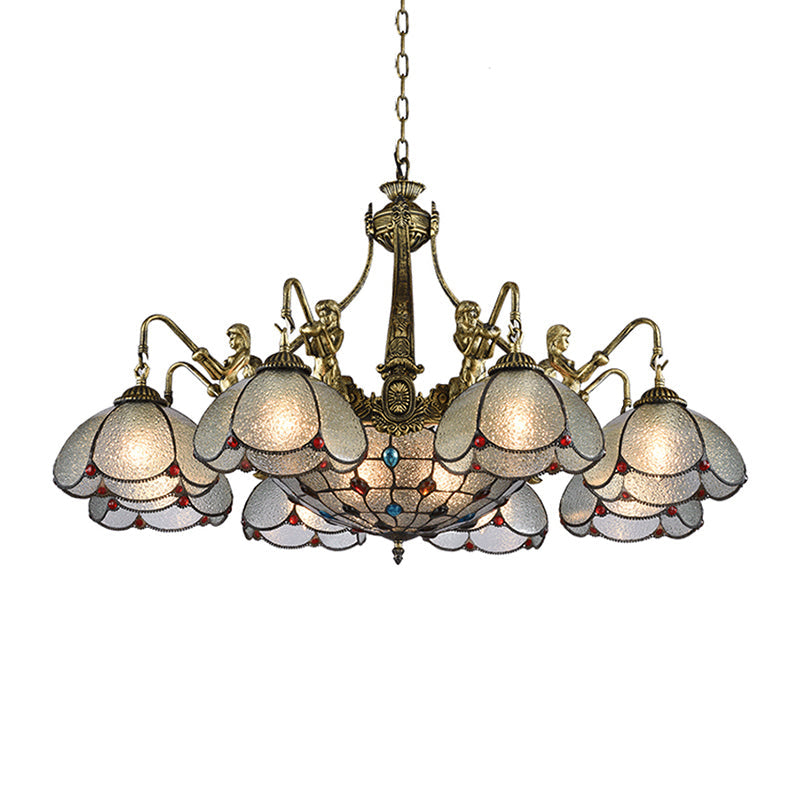 Bronze Scalloped Flower Chandelier Light Tiffany Style Fixture - Rebooters