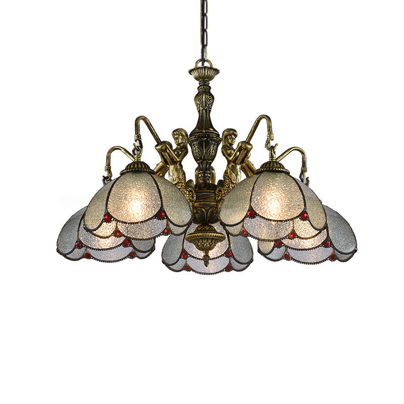 Bronze Scalloped Flower Chandelier Light Tiffany Style Fixture - Rebooters