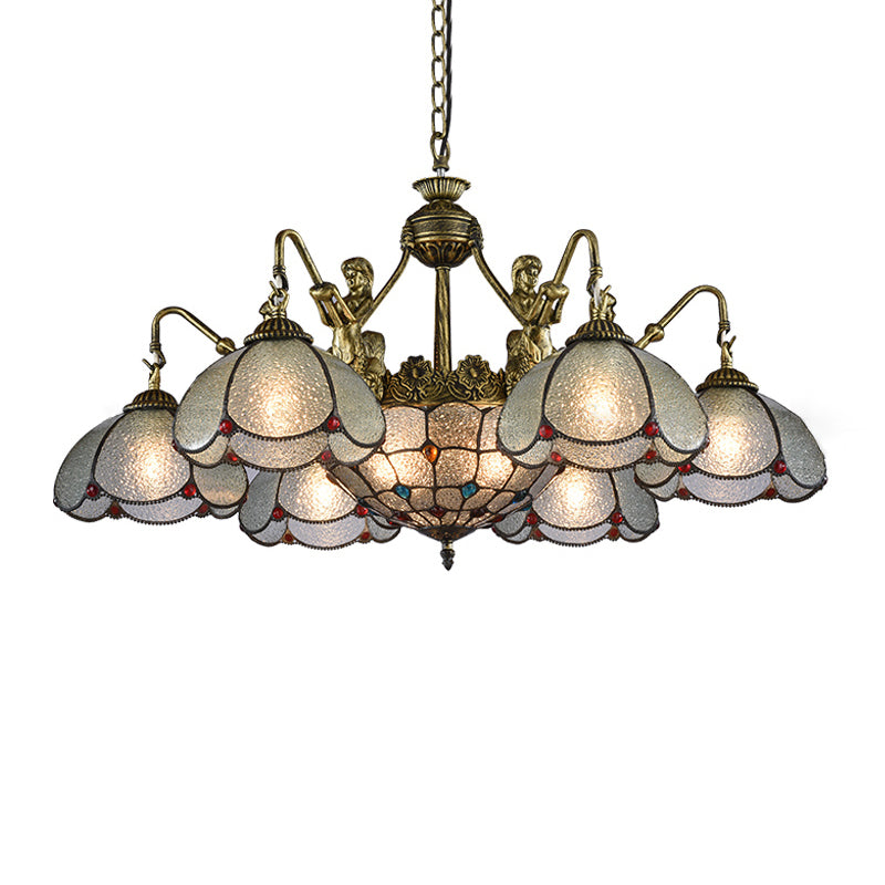 Bronze Scalloped Flower Chandelier Light Tiffany Style Fixture - Rebooters