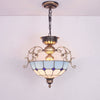 Inverted Dome Chandelier Light 3 Bulbs Gridded Glass Fixture - Rebooters