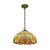 Beige 1 Head Suspension Light Antique Stained Glass Pendant - Rebooters