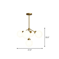 Ball Dining Room Chandelier Light Opal Glass 5-Bulb Gold - Rebooters