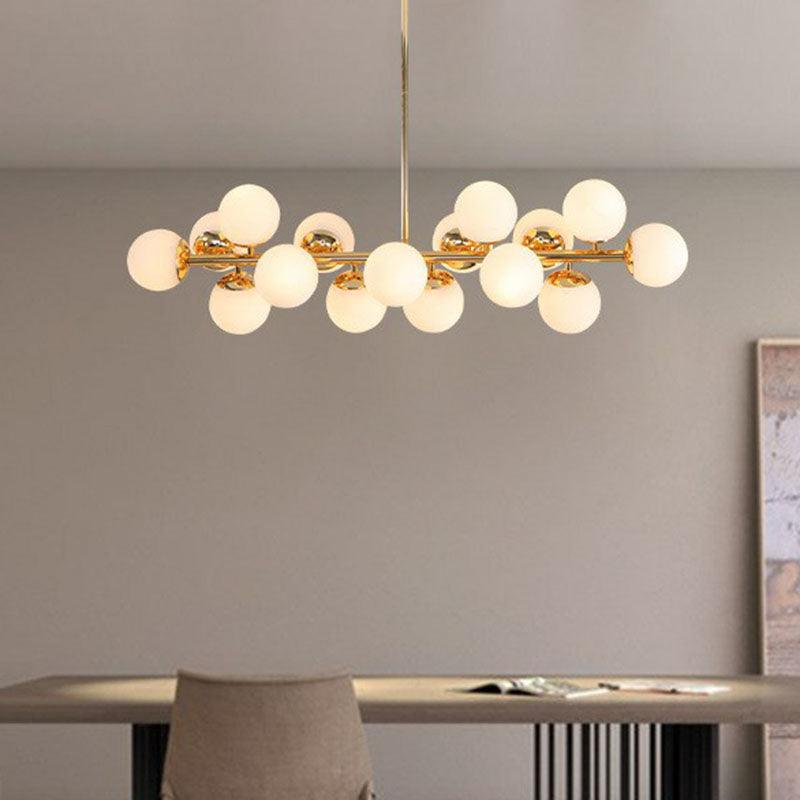 Balls Chandelier Postmodern White Glass 16 Lights Gold Pendant Light - Rebooters