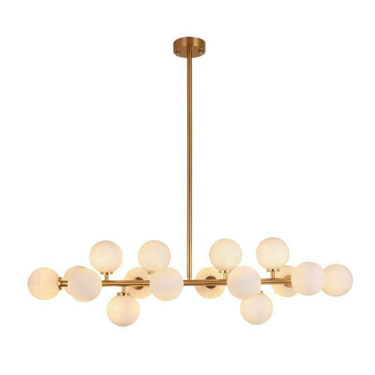 Balls Chandelier Postmodern White Glass 16 Lights Gold Pendant Light - Rebooters