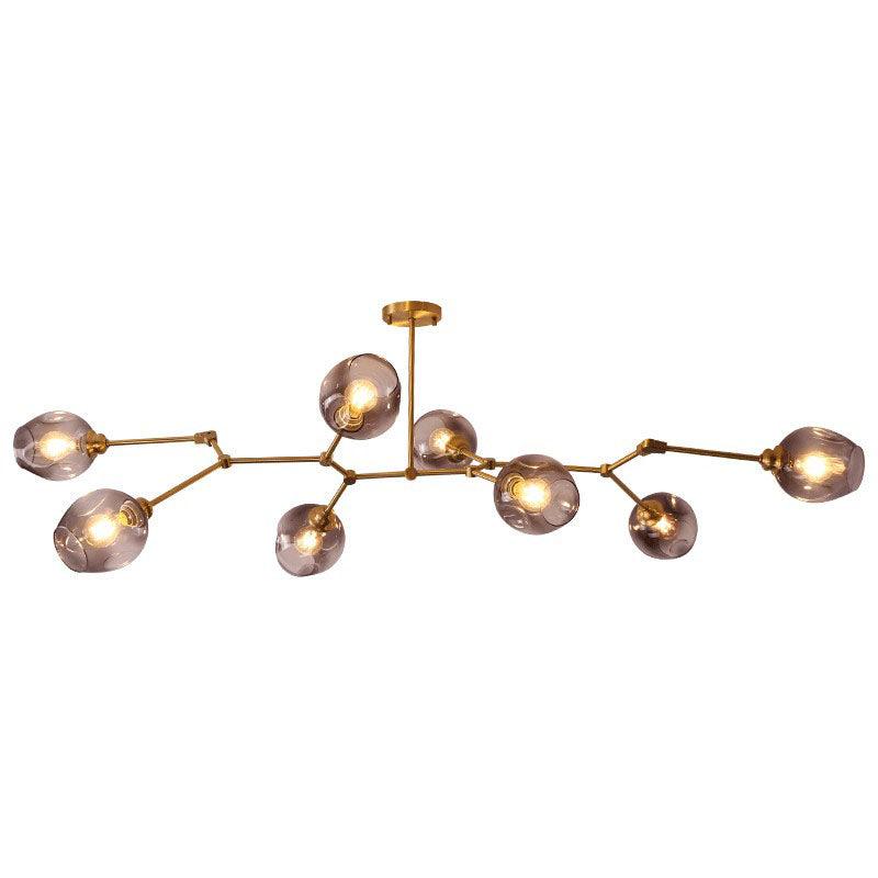 Adjustable Branch Chandelier Postmodern Dimpled Glass 7-Light Gold Hanging Light - Rebooters