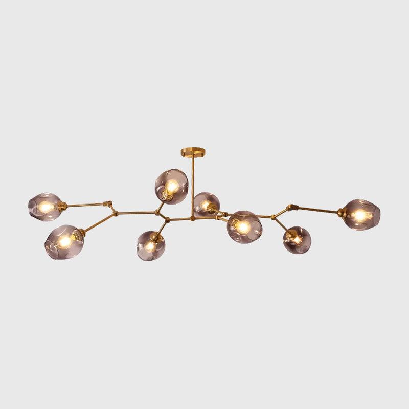 Adjustable Branch Chandelier Postmodern Dimpled Glass 7-Light Gold Hanging Light - Rebooters