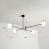 Radial Living Room Hanging Light Opaline Ball Glass Chandelier in Black - Rebooters