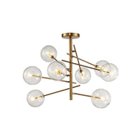 Ball Restaurant Chandelier Clear Glass Postmodern Style Suspension Light in Gold - Rebooters