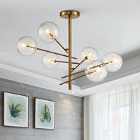 Ball Restaurant Chandelier Clear Glass Postmodern Style Suspension Light in Gold - Rebooters