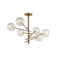 Ball Restaurant Chandelier Clear Glass Postmodern Style Suspension Light in Gold - Rebooters
