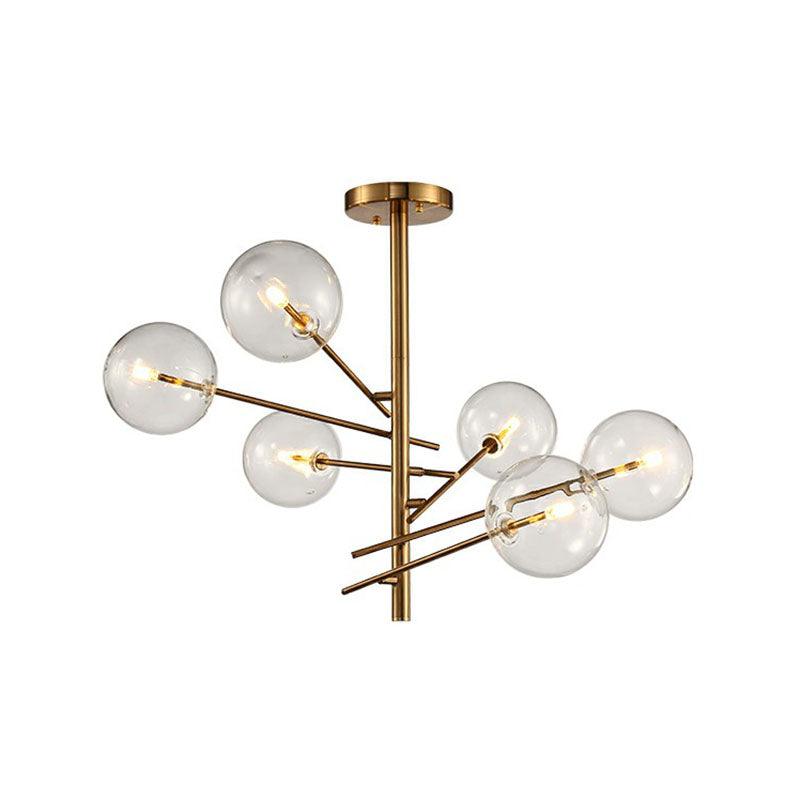 Ball Restaurant Chandelier Clear Glass Postmodern Style Suspension Light in Gold - Rebooters