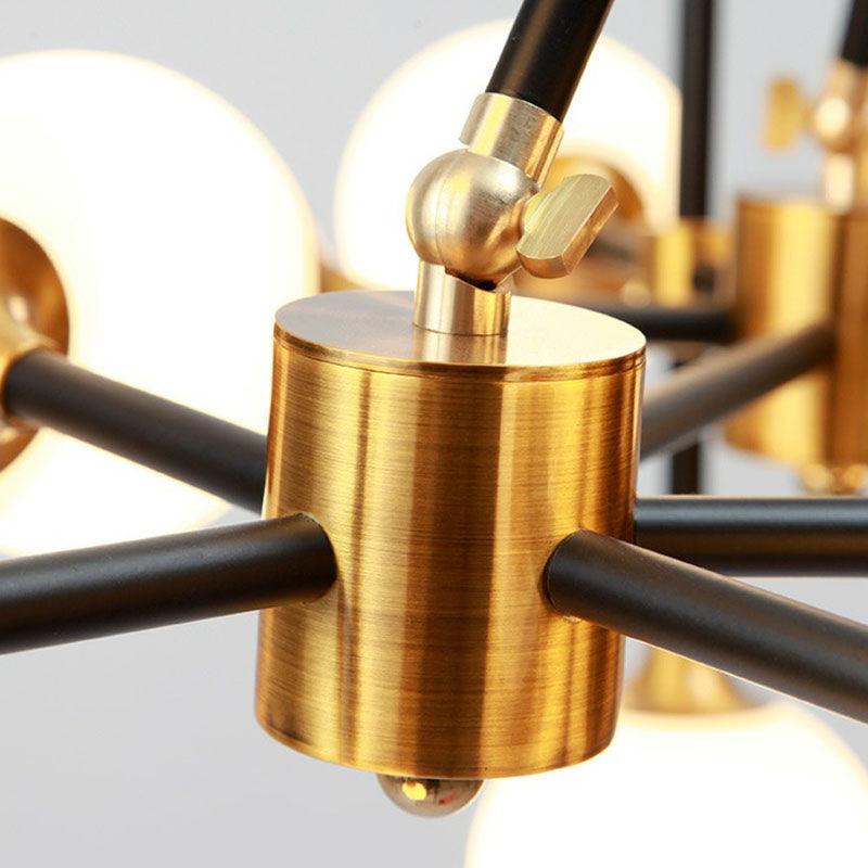 3D Opal Ball Glass Chandelier Black Brass Finish Light Fixture - Rebooters