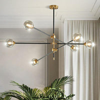 Ball Glass Suspension Light Minimalism Black-Brass LED Chandelier - Rebooters