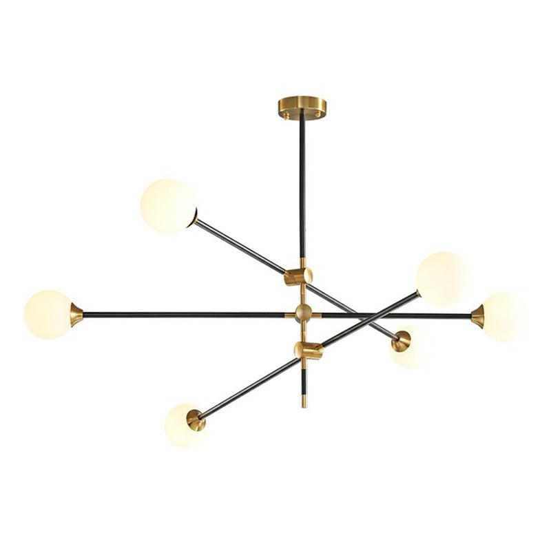 Ball Glass Suspension Light Minimalism Black-Brass LED Chandelier - Rebooters