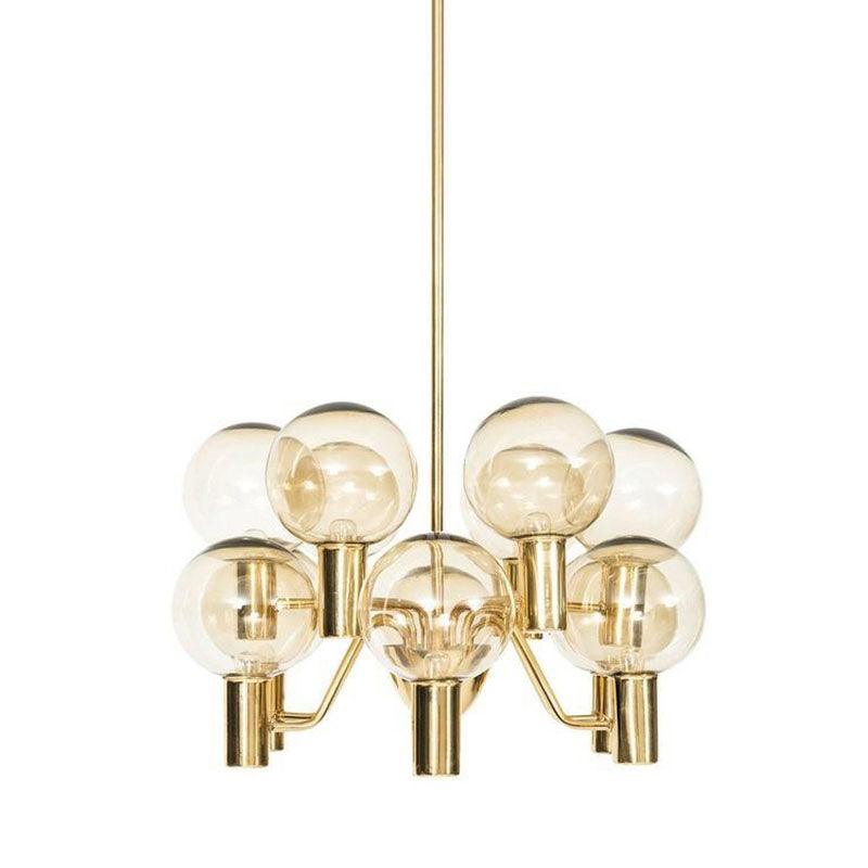 Postmodern Style 12-Light Chandelier Brass Plated Ball Ceiling Hang Lamp - Rebooters