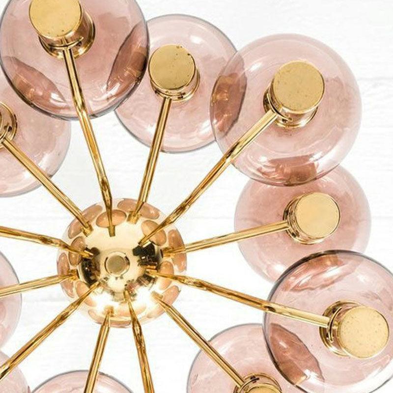Postmodern Style 12-Light Chandelier Brass Plated Ball Ceiling Hang Lamp - Rebooters