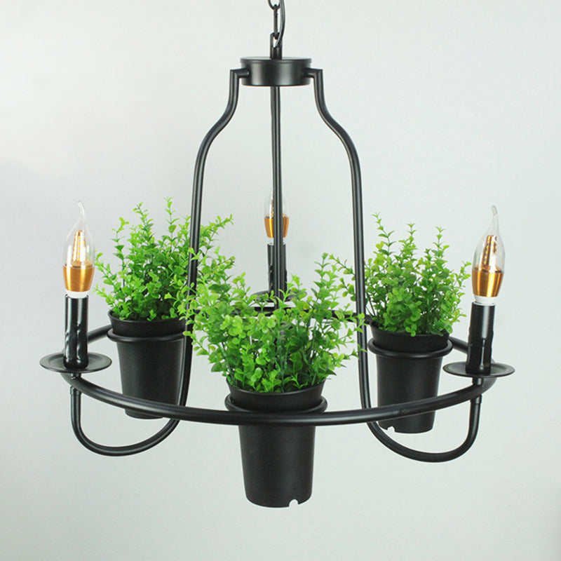 Green Artificial Pot Plant Pendant Lighting 3 Bulbs Chandelier - Rebooters