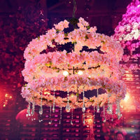 6-Bulb Cherry Wreath Chandelier Loft Style Pink Metallic Light - Rebooters