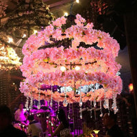 6-Bulb Cherry Wreath Chandelier Loft Style Pink Metallic Light - Rebooters