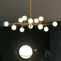 Sputnik Ceiling Chandelier Postmodern Milky Ball Glass Light - Rebooters