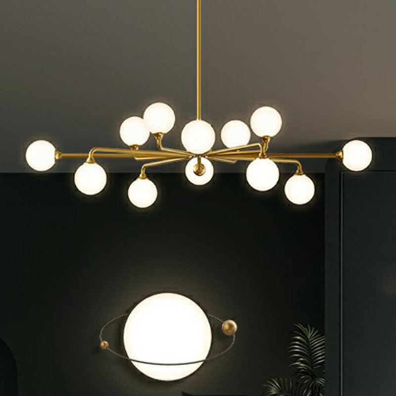 Sputnik Ceiling Chandelier Postmodern Milky Ball Glass Light - Rebooters