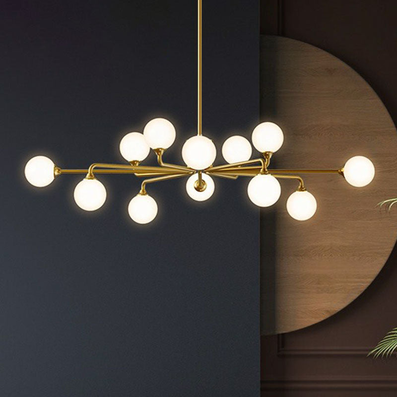 Sputnik Ceiling Chandelier Postmodern Milky Ball Glass Light - Rebooters