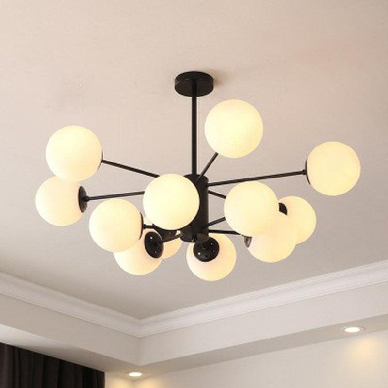 12 Heads Living Room Chandelier Modern Black Ceiling Light - Rebooters